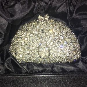 NWT Natasha Crystal Peacock Clutch